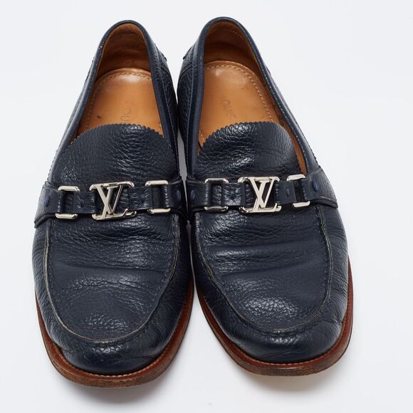 Louis Vuitton Navy Blue Leather Major Loafers Size 43.5 - Picture 3 of 4